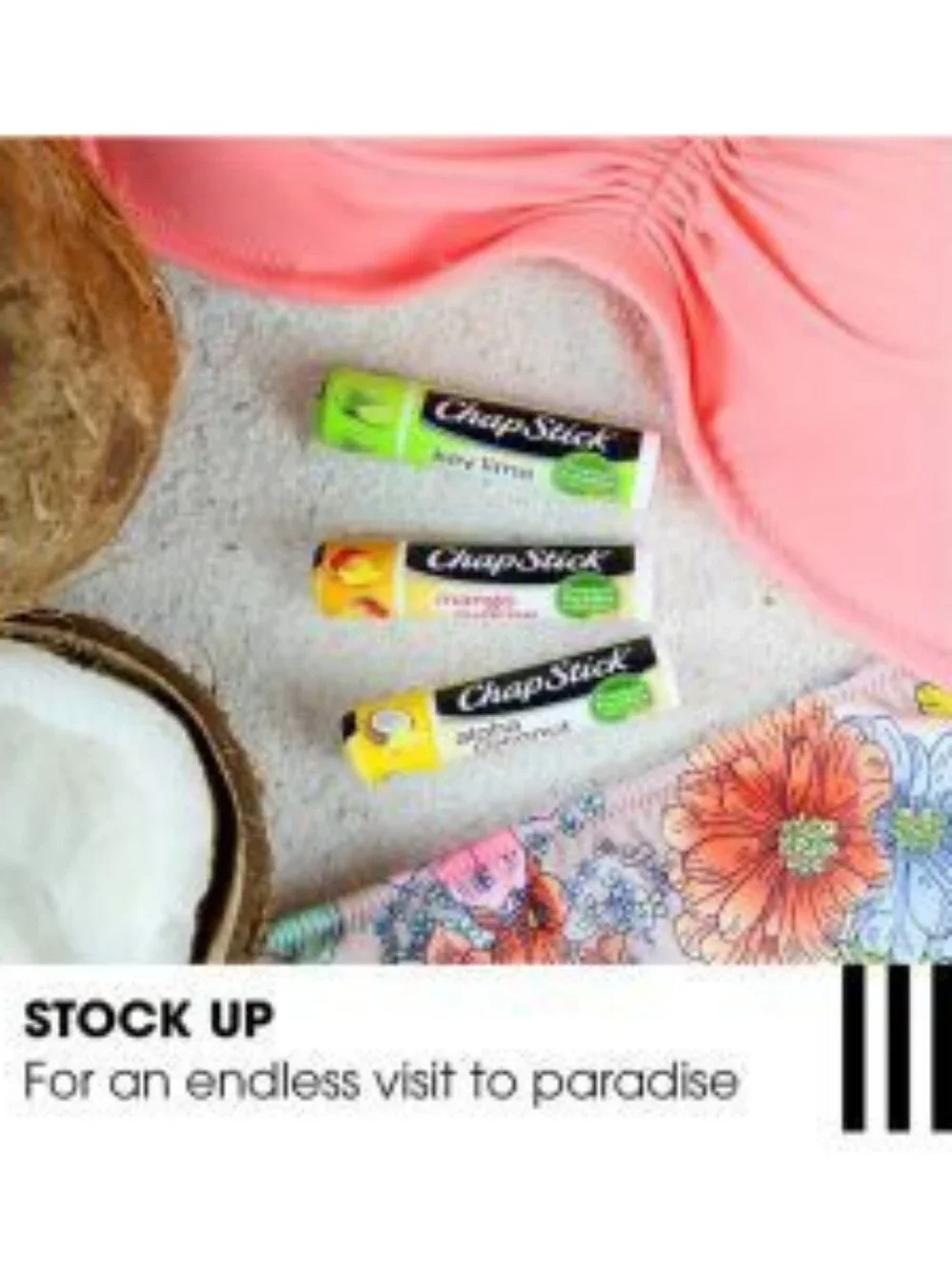 CHAPSTICK Trio Tropical Paradise Lip Balm Mango, Key Lime, Coconut